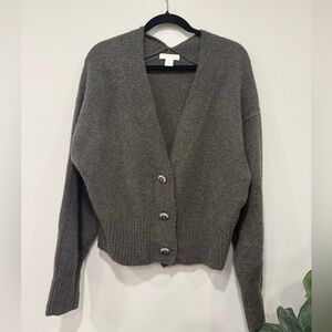 H&M Charcoal Gray V-Neck Button Cardigan